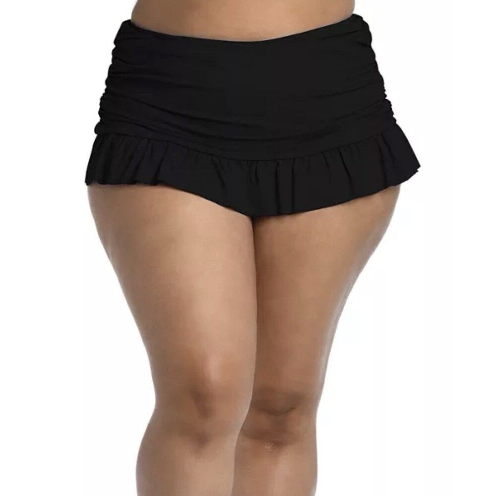 La Blanca Ruffled Skirted Bikini Bottoms Size 20W Black NWT $73
